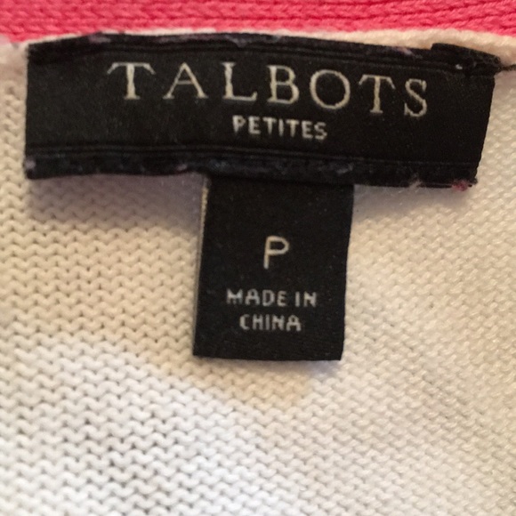 Talbots V-Neck Striped 3/4 Sleeve Sweater Small Petite - Picture 4 of 4